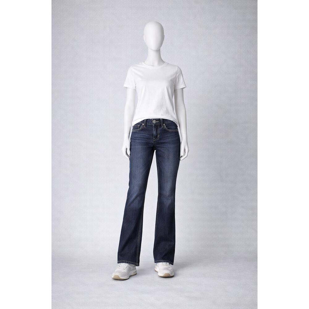 Silver Jeans Lola 17 Bootcut Dark Wash Mid Rise Studded Denim 32x28 western y2k
